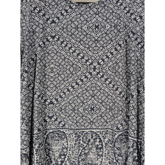 Lucky Brand Womens Navy Paisley Print 3/4 Sleeve Top Sz 1X Casual Mature Boho - Picture 6 of 7